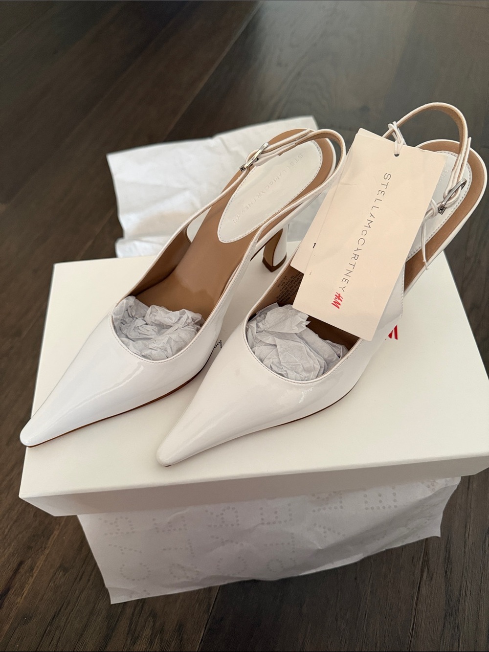 Stella McCartney H&M White Patent Pointed Slingback Pumps - Picture 5 of 9